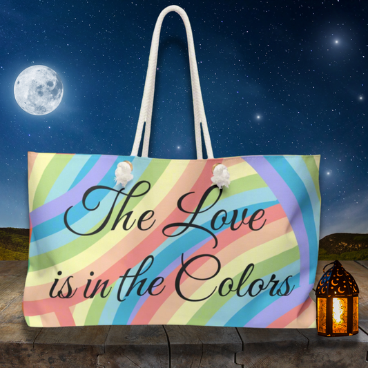 The Love is in the Colors Rainbow Swirl Large Weekender Travel Bag