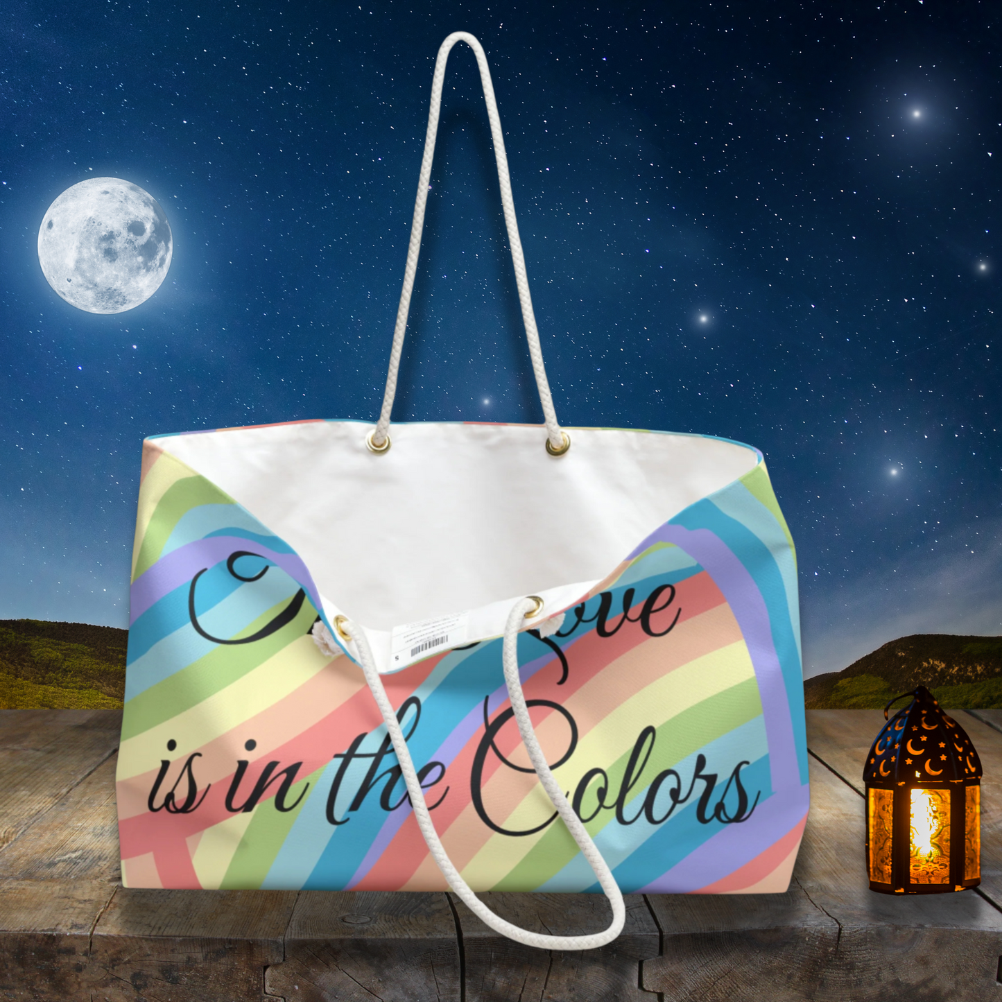 The Love is in the Colors Rainbow Swirl Large Weekender Travel Bag