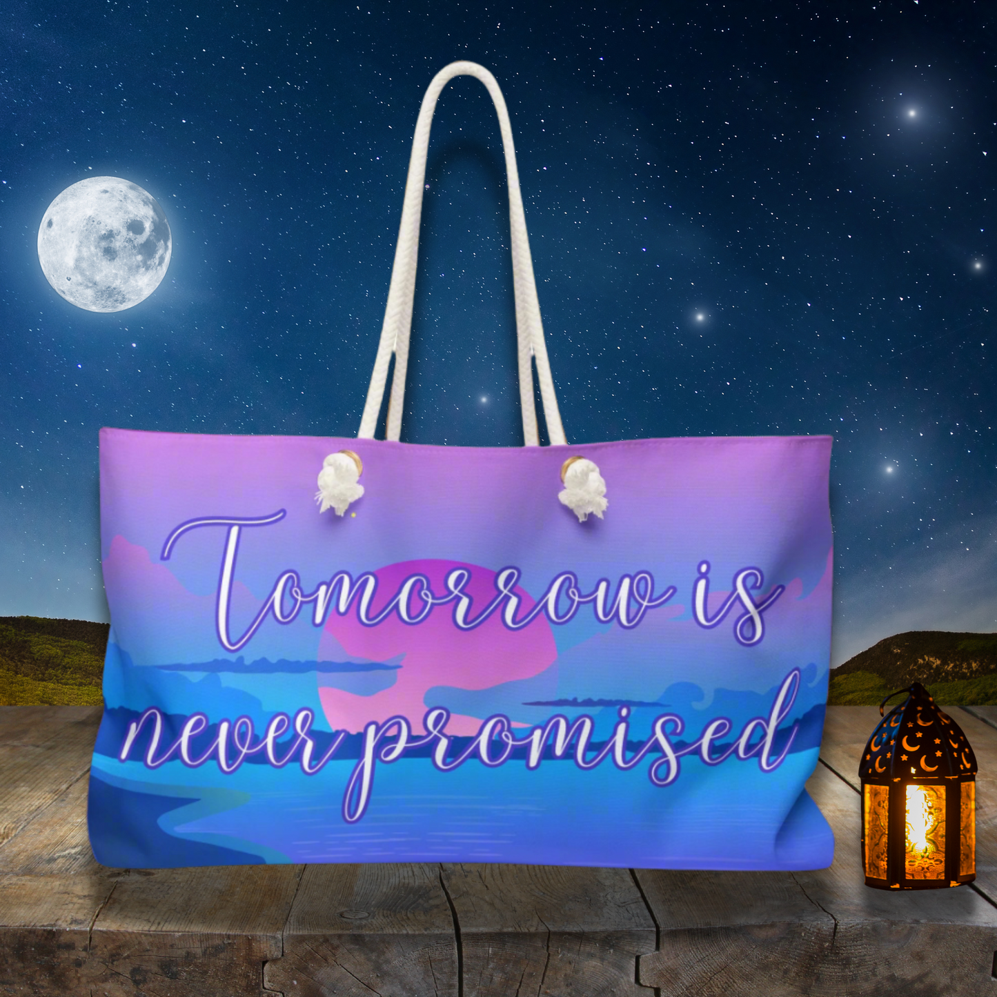 Tomorrow is Never Promised Pink Sunrise Large Weekender Travel Bag