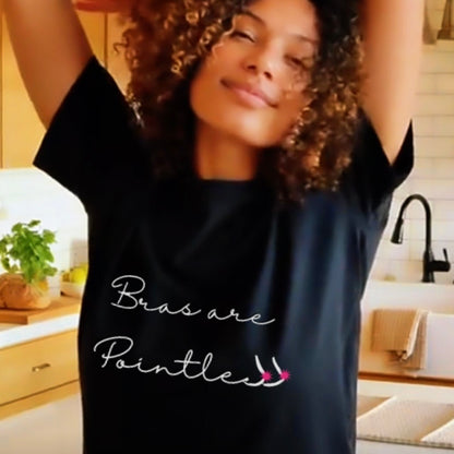 Bras are Pointless Black Cotton Tee